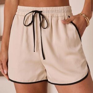 Women's Cream Shorts with Black Trim
